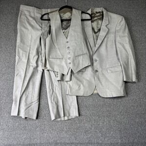 Julio Cernuda  Mens 3 Piece Wool Suit Gray Blazer Vest Pants 32X27